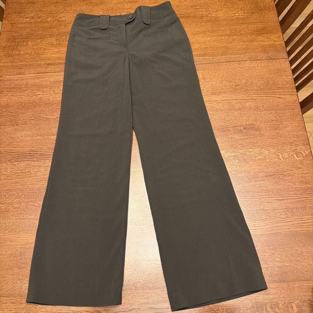 Larry Levine Wide Leg Stretch Trousers Pants Brown Sz 4